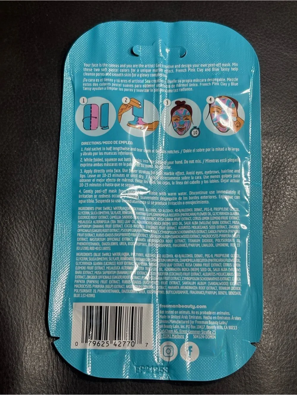 3 New Freeman Marble Peel-Off Mask - Vibrant Pink & Yellow